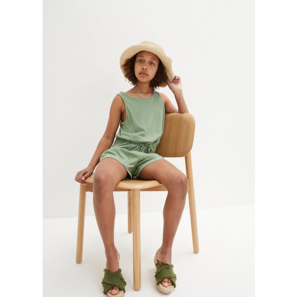 bonprix Jumpsuit bequemer Schnitt, elastische Taille mit Kordelzug, ärmellos