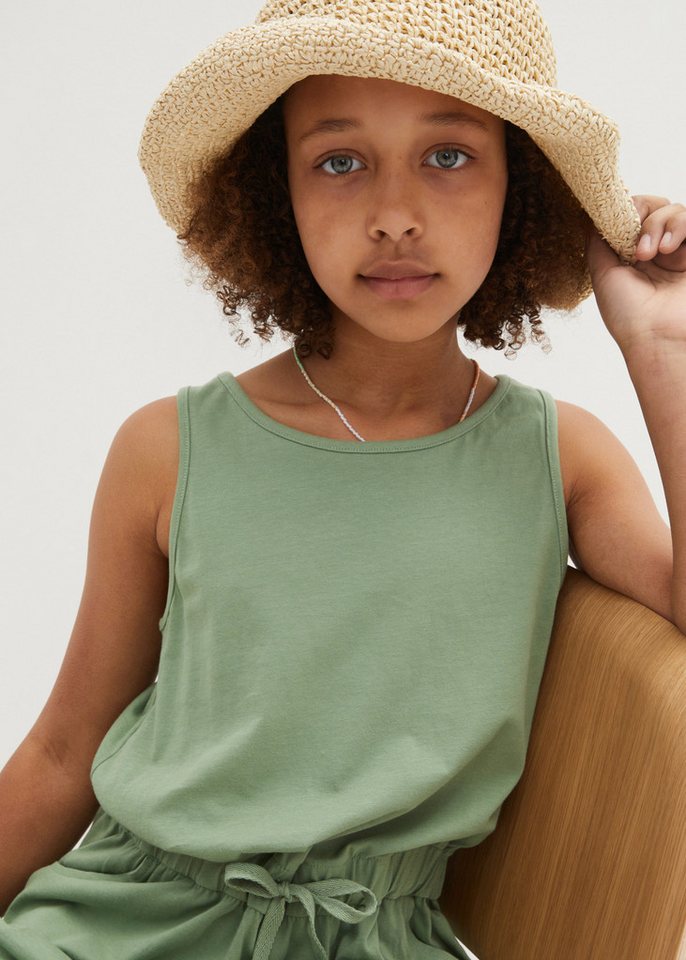 bonprix Jumpsuit bequemer Schnitt, elastische Taille mit Kordelzug, ärmellos – Bild 2 von 4