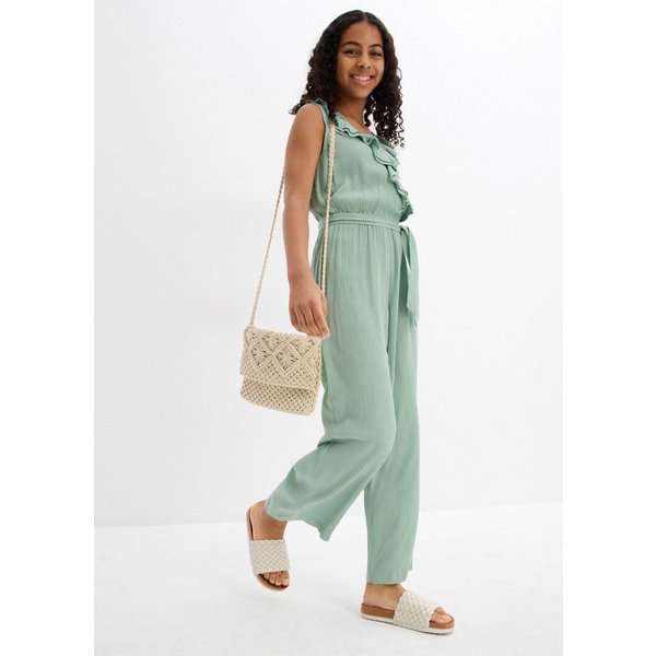 bonprix Jumpsuit fließender Schnitt, mit V-Ausschnitt und Rüschen, aus Viskose