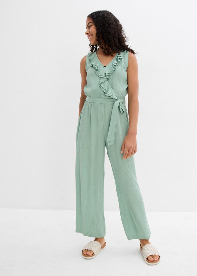 bonprix Jumpsuit fließender Schnitt, mit V-Ausschnitt und Rüschen, aus Viskose – Bild 3 von 5