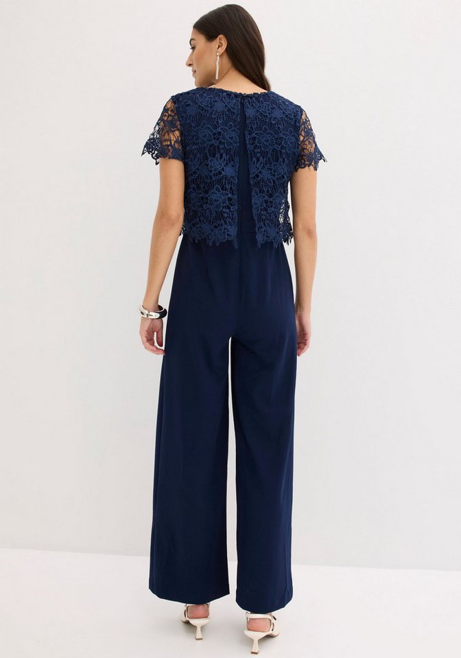 bonprix Jumpsuit mit kurzem Arm, figurumspielende Passform, weites Bein – Bild 3 von 5