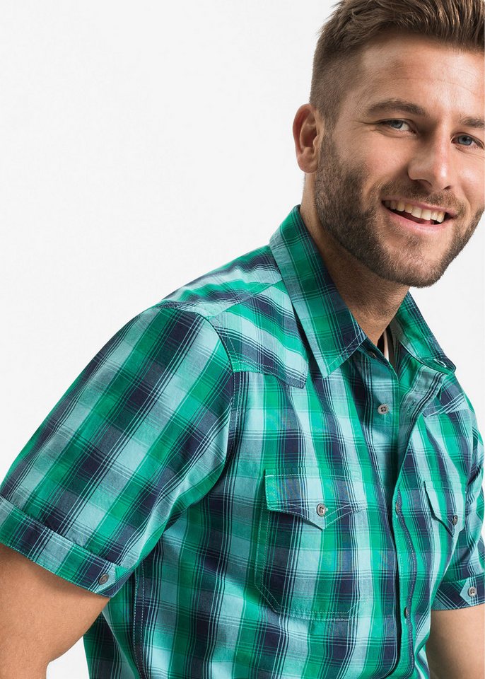 bonprix Kurzarmhemd regular fit Passform, aus reiner Baumwolle, mit kurzen Ärmeln – Bild 3 von 5