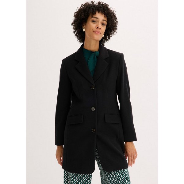 bonprix Kurzmantel Longblazer in Wolloptik, bequeme Passform, 1-Reiher