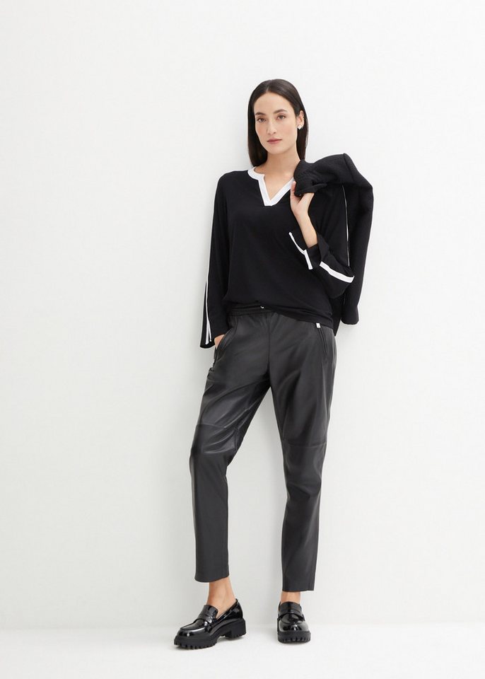 bonprix Langarmshirt bequeme Passform, Langarm-Design, mit kontrastfarbigen Details – Bild 5 von 5