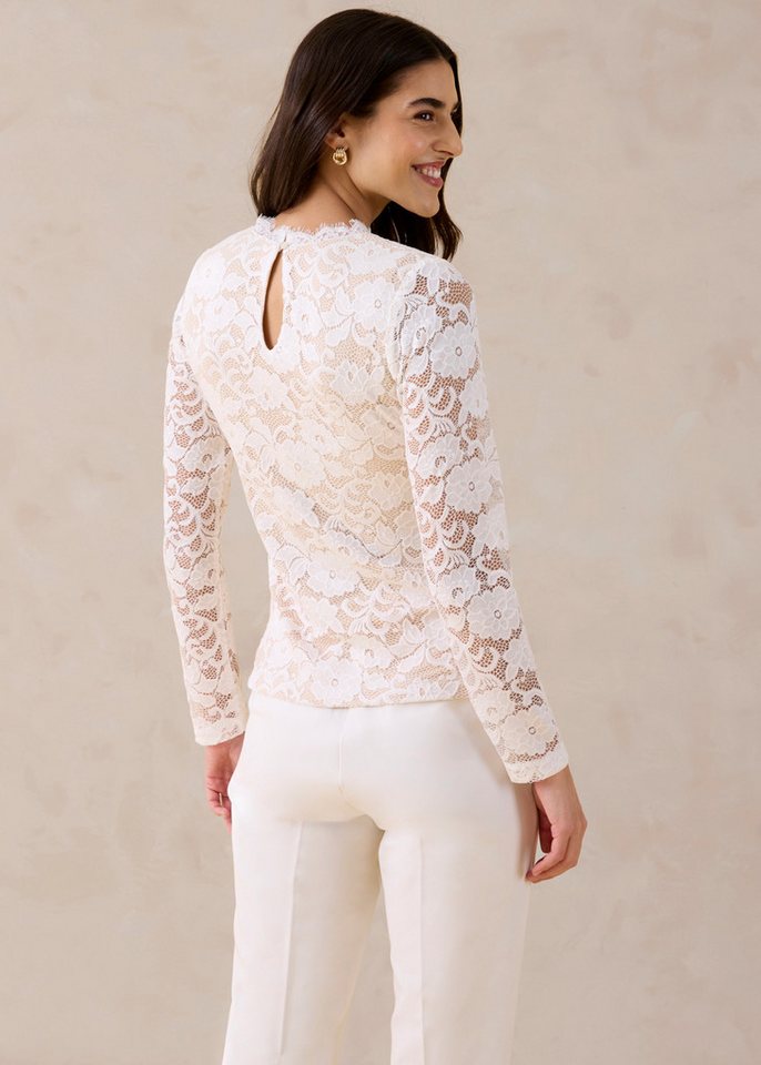 bonprix Langarmshirt mit romantischem Blumenmuster, schmale Passform – Bild 2 von 5
