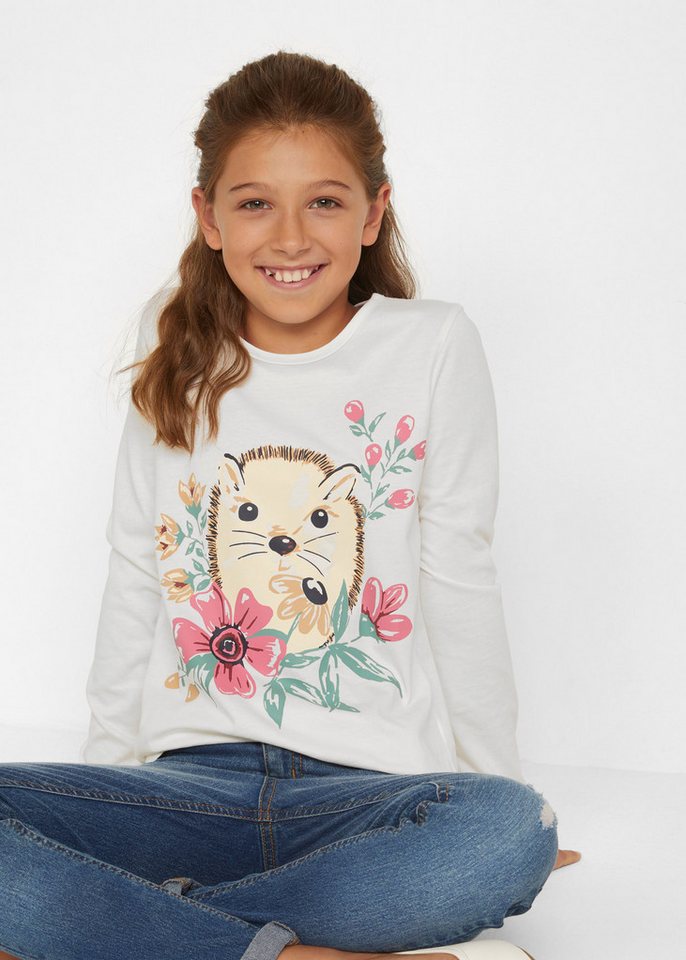 bonprix Langarmshirt (Packung, 2-tlg) Regular Fit, mit Print, aus Baumwolle, im 2er-Pack – Bild 2 von 5