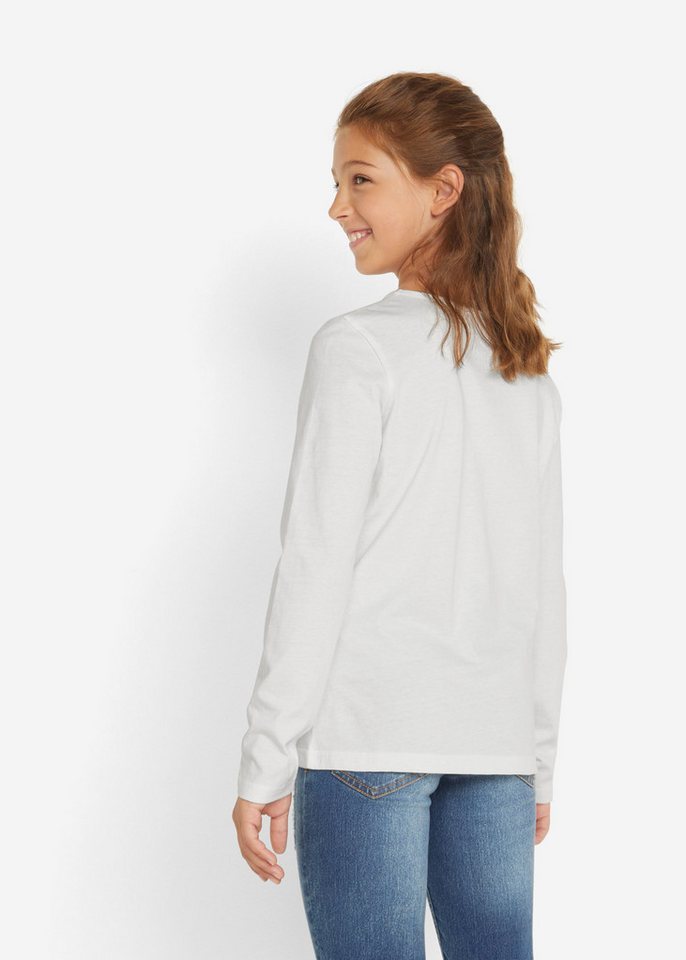 bonprix Langarmshirt (Packung, 2-tlg) Regular Fit, mit Print, aus Baumwolle, im 2er-Pack – Bild 3 von 5