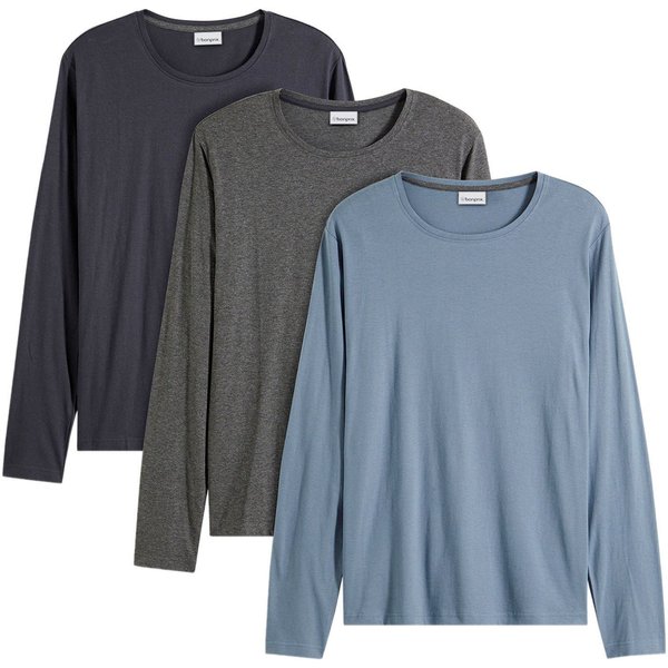 bonprix Langarmshirt (Packung, 3-tlg) regular fit Passform, Rundhals-Ausschnitt, casual Stil, im 3er Pack