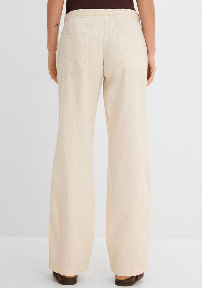 bonprix Leinenhose Loose Fit, mit Kordelzugbund, mit Eingrifftaschen, mit Gesäßtaschen – Bild 2 von 5