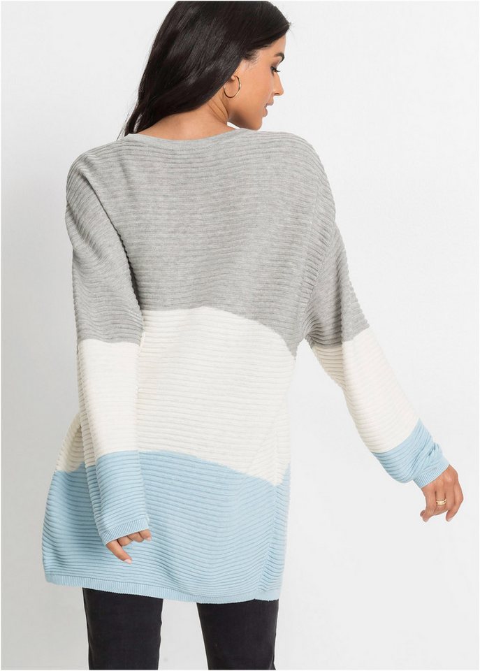 bonprix Longpullover aus Baumwollmischung, mit Rundhalsausschnitt, lange Form – Bild 2 von 5