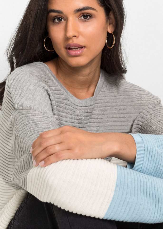 bonprix Longpullover aus Baumwollmischung, mit Rundhalsausschnitt, lange Form – Bild 3 von 5