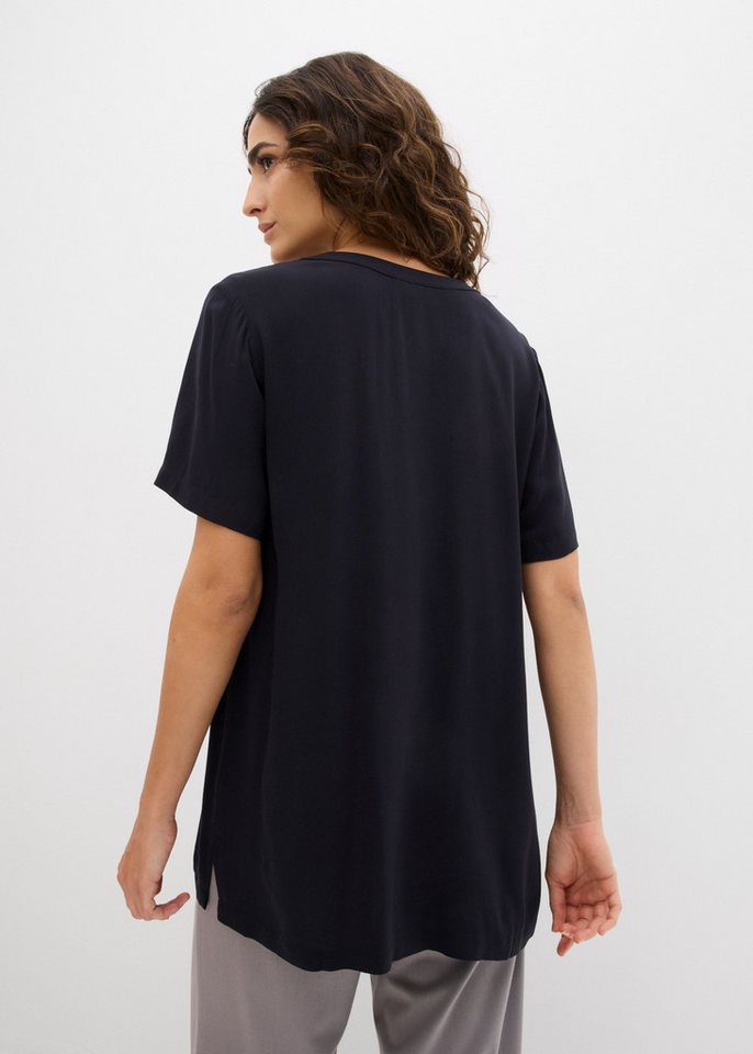 bonprix Longtunika gerader Schnitt, mit kurzem Arm, mit Henleykragen, aus Viskose – Bild 3 von 5