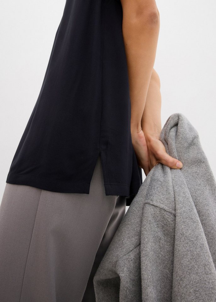 bonprix Longtunika gerader Schnitt, mit kurzem Arm, mit Henleykragen, aus Viskose – Bild 4 von 5