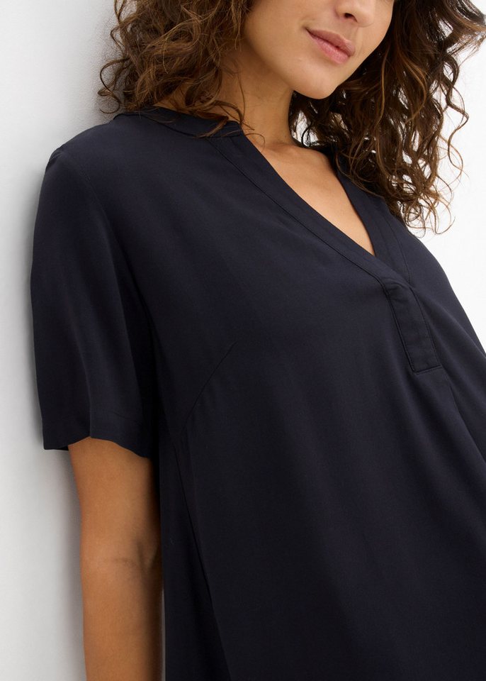 bonprix Longtunika gerader Schnitt, mit kurzem Arm, mit Henleykragen, aus Viskose – Bild 5 von 5