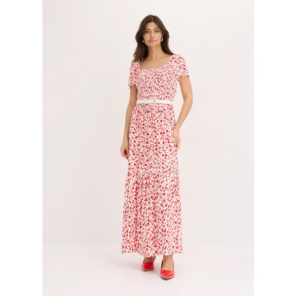 bonprix Maxikleid ausgestellte Passform, eckiger Ausschnitt, Kurzarm-Design