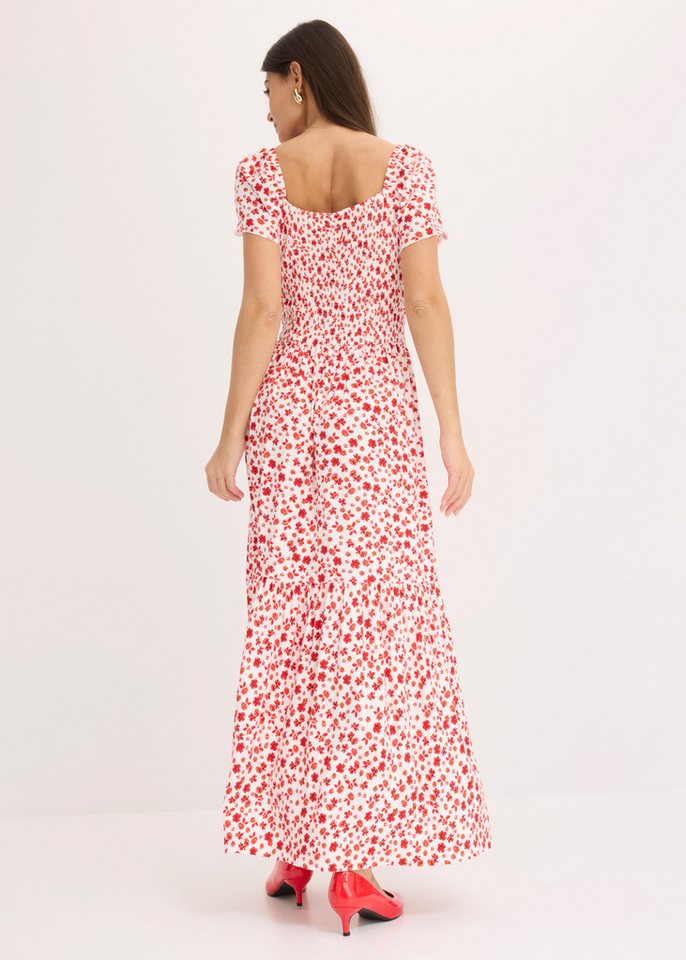 bonprix Maxikleid ausgestellte Passform, eckiger Ausschnitt, Kurzarm-Design – Bild 2 von 5