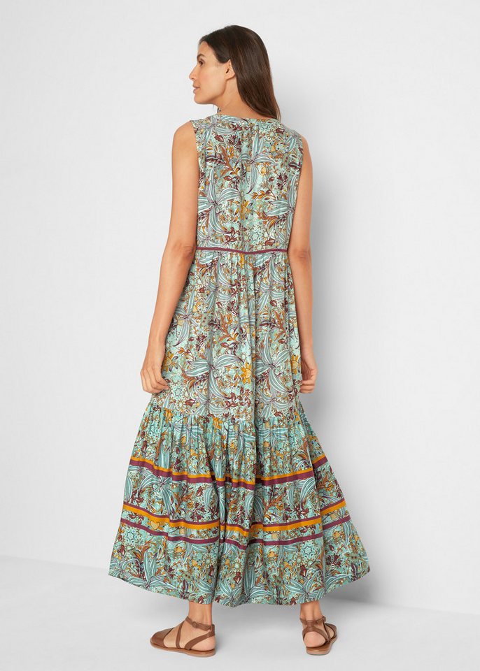 bonprix Maxikleid eleganter Stil, aus Viskose, Loose Fit, ärmellos, mit Bordürendruck – Bild 2 von 5