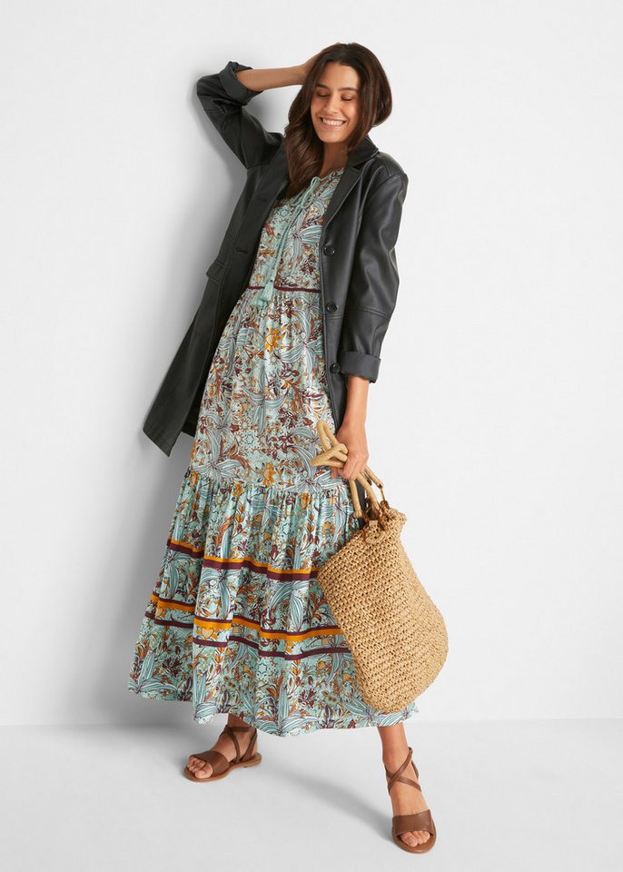 bonprix Maxikleid eleganter Stil, aus Viskose, Loose Fit, ärmellos, mit Bordürendruck – Bild 5 von 5