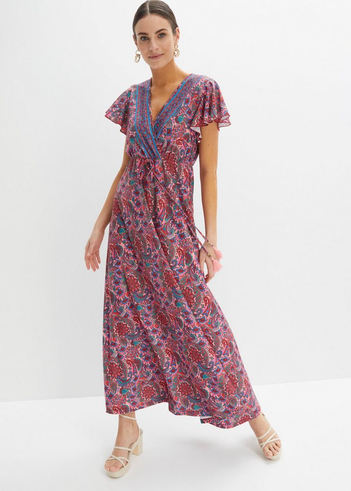 bonprix Maxikleid lockerer Schnitt, mit Flügelärmeln, elastisches Material, Maxilänge – Bild 5 von 5