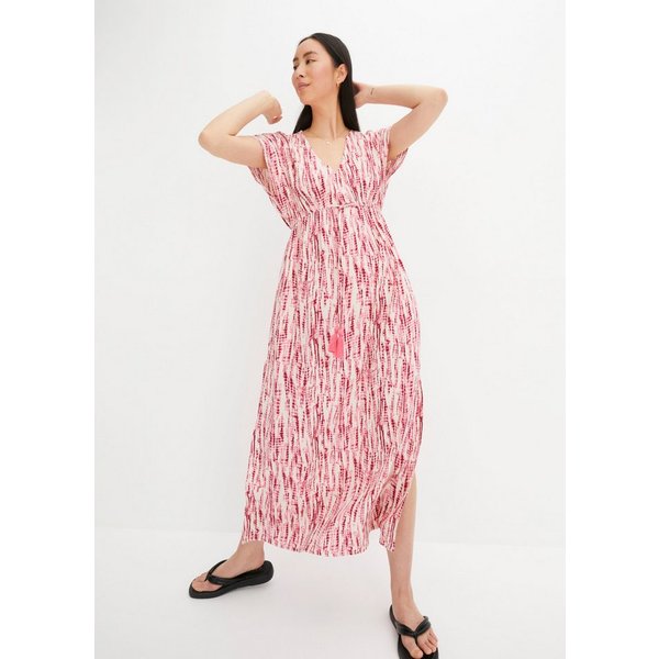 bonprix Maxikleid mit Batik-Print, ausgestellte Passform, aus Viskose, Kurzarm-Design