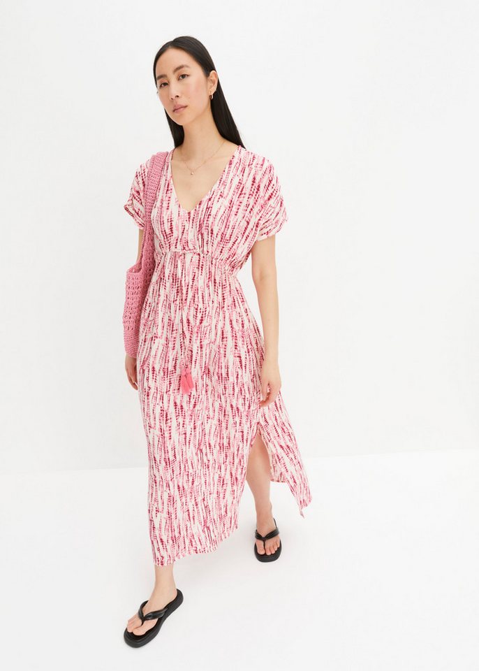 bonprix Maxikleid mit Batik-Print, ausgestellte Passform, aus Viskose, Kurzarm-Design – Bild 5 von 5