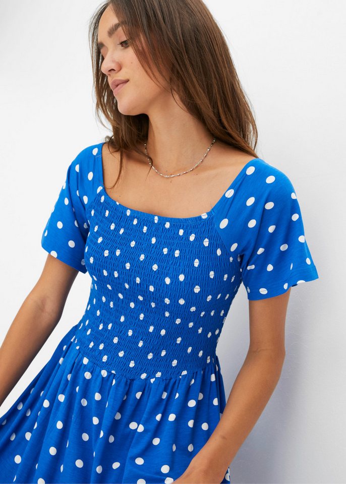 bonprix Maxikleid mit modischem Print, ausgestellte Passform, Kurzarm-Design – Bild 3 von 5