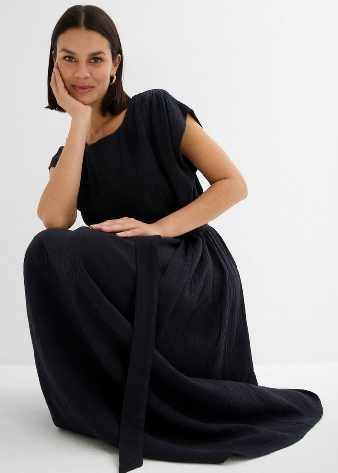 bonprix Midikleid aus Musselin, mit Rundhalsausschnitt und Schlitz am Rückenausschnitt – Bild 5 von 5