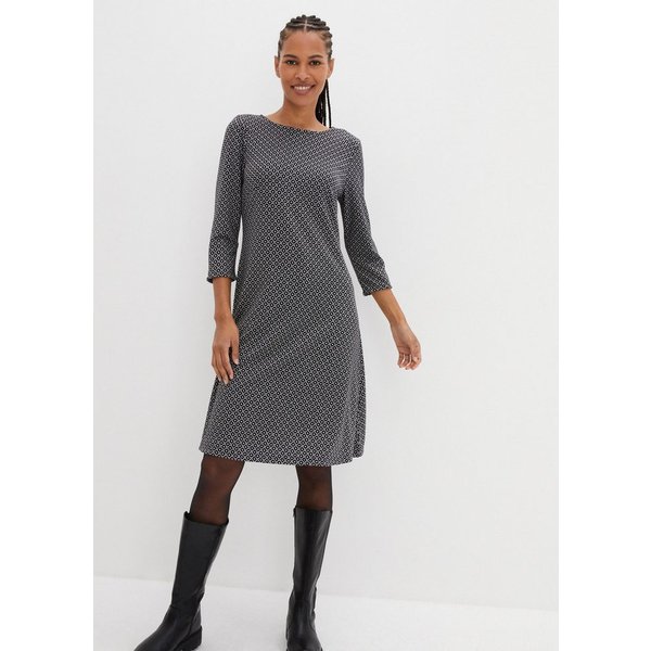 bonprix Midikleid aus Polyester, Viskose und Elasthan, ausgestellte Passform