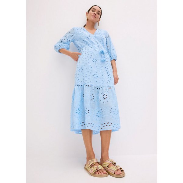 bonprix Midikleid mit V-Ausschnitt, ausgestellte Passform, aus Baumwolle