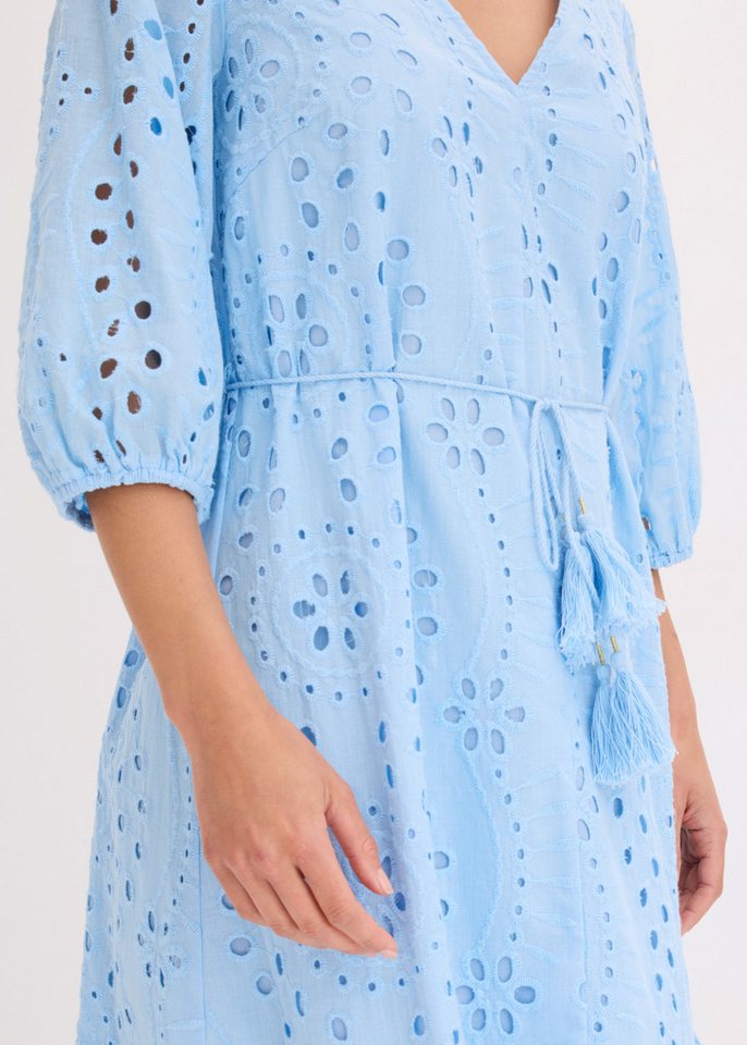 bonprix Midikleid mit V-Ausschnitt, ausgestellte Passform, aus Baumwolle – Bild 4 von 5