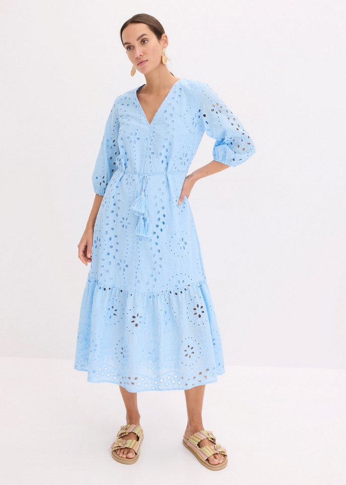 bonprix Midikleid mit V-Ausschnitt, ausgestellte Passform, aus Baumwolle – Bild 5 von 5
