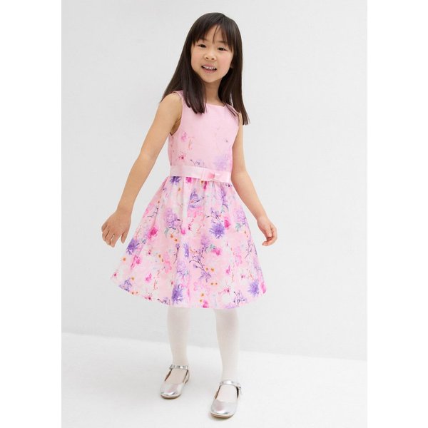 bonprix Midikleid regular fit, aus Baumwolle, festlicher Stil, mit Blumendruck, ärmellos