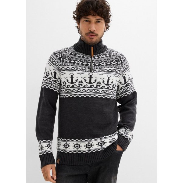 bonprix Norwegerpullover mit Troyerkragen, Regular Fit, aus Polyacryl
