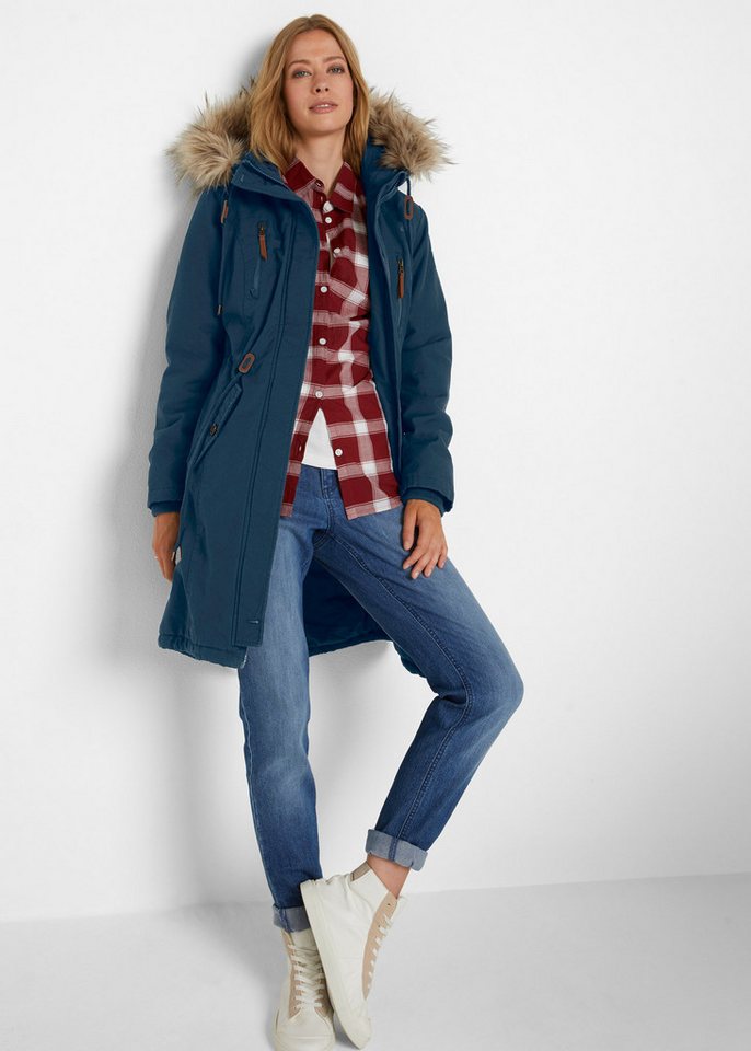 bonprix Parka Regular Fit, mit Kapuze mit Fellimitat, mit Stehkragen – Bild 4 von 5