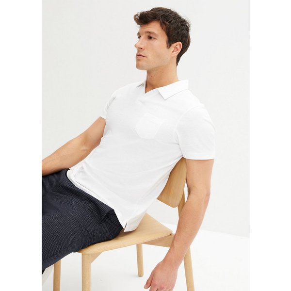 bonprix Poloshirt bequeme Passform, reine Baumwolle, Umlegekragen und Brusttasche