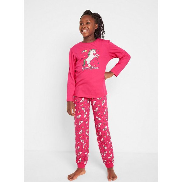 bonprix Pyjama (Set, 2 tlg) bequeme Passform, aus Baumwolle, mit Einhorn-Print