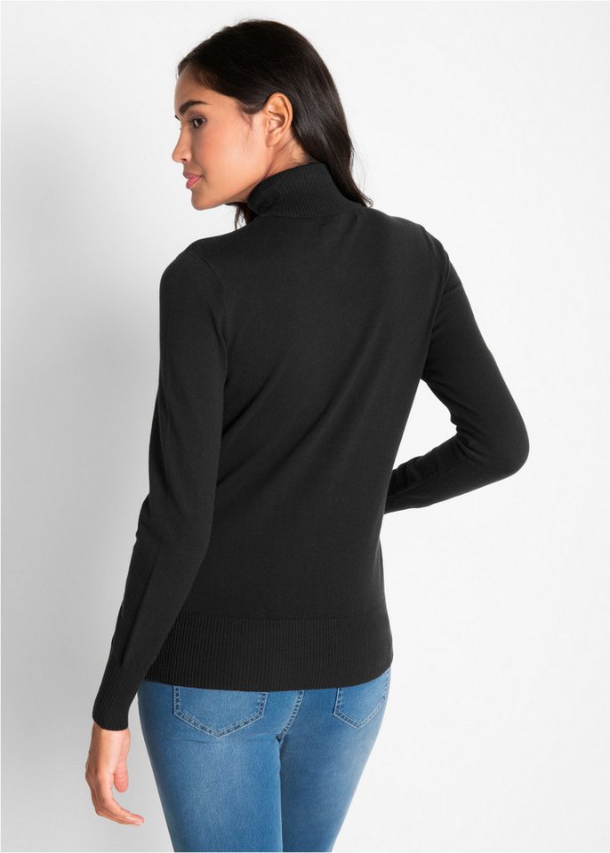 bonprix Rollkragenpullover aus Baumwollmischung, mit hohem Rollkragen, schmale Passform – Bild 2 von 5