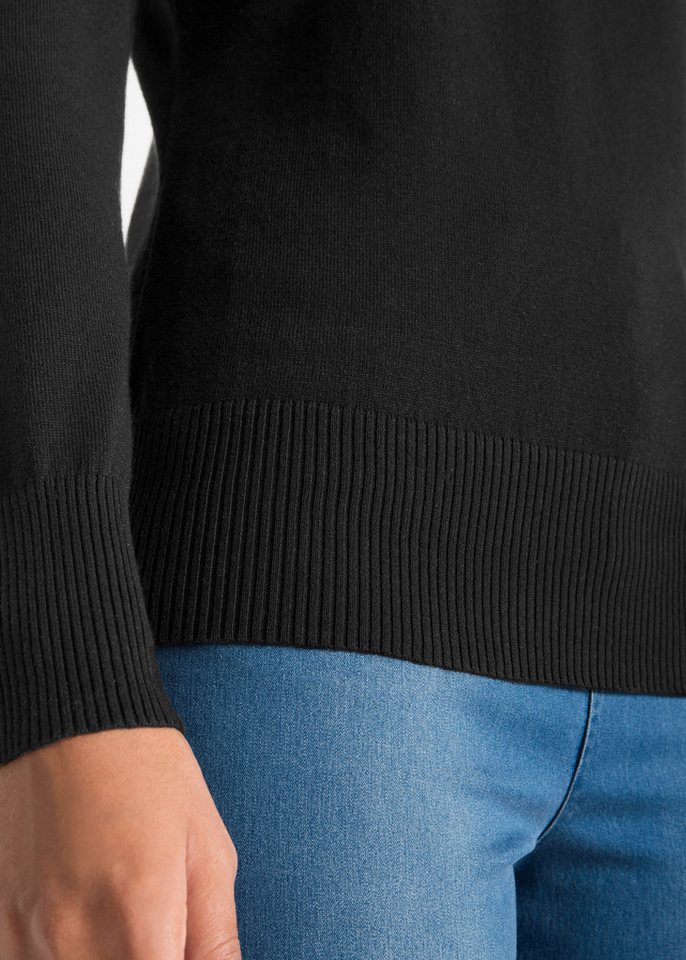 bonprix Rollkragenpullover aus Baumwollmischung, mit hohem Rollkragen, schmale Passform – Bild 3 von 5