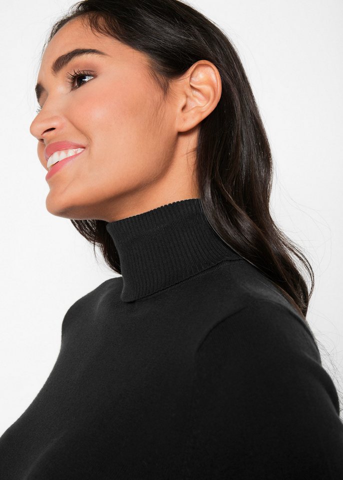 bonprix Rollkragenpullover aus Baumwollmischung, mit hohem Rollkragen, schmale Passform – Bild 4 von 5