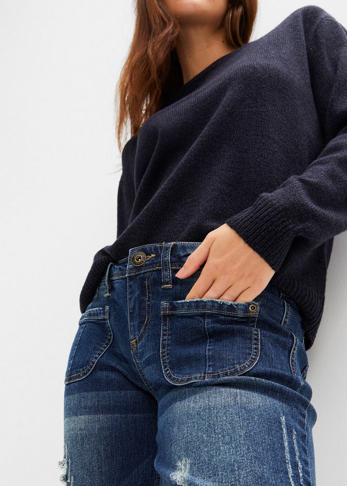 bonprix Schlagjeans Regular Fit, mit Elasthan-Anteil, auffällige Waschung – Bild 3 von 5