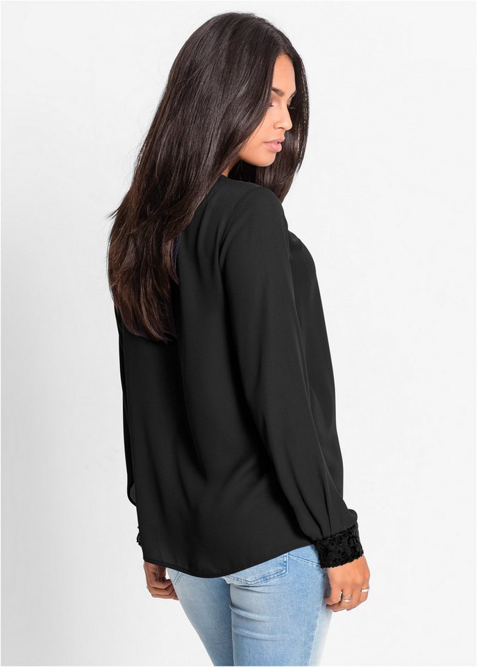 bonprix Schlupfbluse lockere Passform, aus Polyester, mit Paillettenapplikationen – Bild 2 von 5