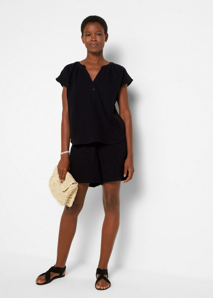 bonprix Shirtbluse Oversize-Passform, mit V-Ausschnitt, aus Baumwolle – Bild 5 von 5