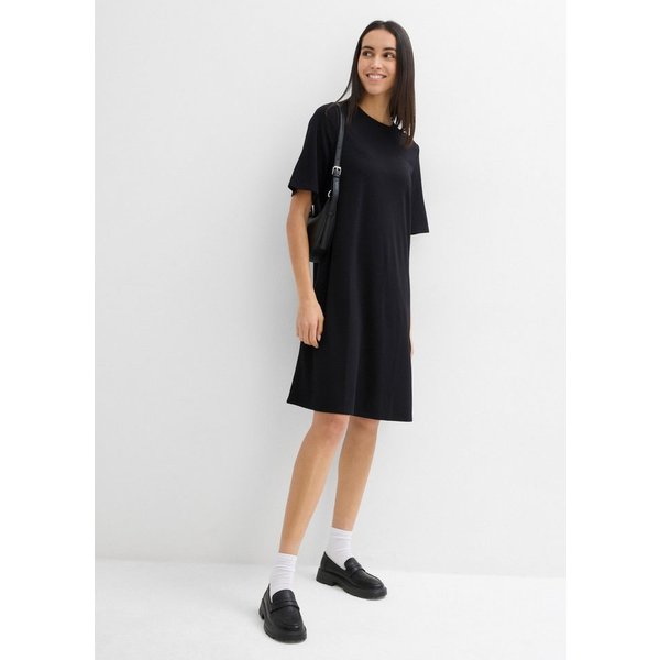 bonprix Shirtkleid lässige Passform, A-Linie, Kurzarm-Design, aus Viskose, ohne Kragen