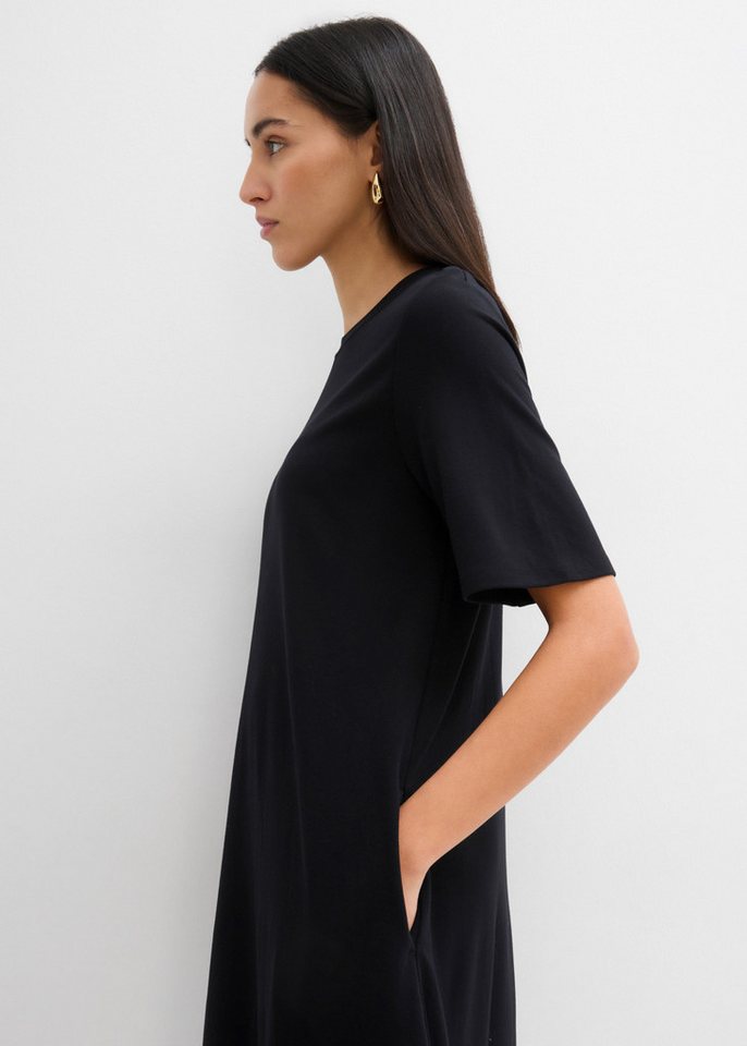 bonprix Shirtkleid lässige Passform, A-Linie, Kurzarm-Design, aus Viskose, ohne Kragen – Bild 3 von 5