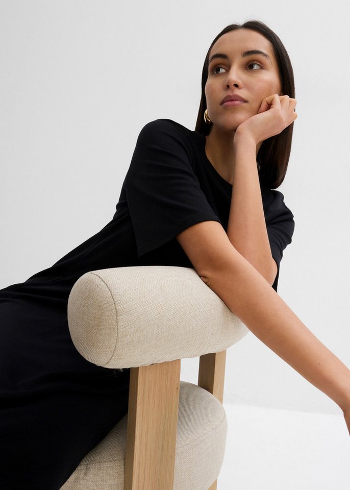 bonprix Shirtkleid lässige Passform, A-Linie, Kurzarm-Design, aus Viskose, ohne Kragen – Bild 5 von 5