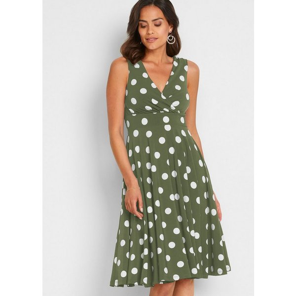 bonprix Shirtkleid mit Punkt-Design, aus Polyester und Elasthan, Regular Fit, ärmellos
