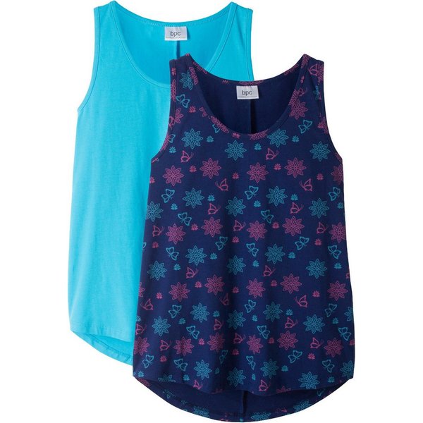 bonprix Shirttop (Packung, 2er) ärmelloses Design, lockere Passform, aus Baumwoll-Elasthan-Mix