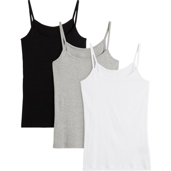 bonprix Shirttop (Packung, 3-tlg) taillierte Passform, ohne Ärmel, aus leichtem Baumwollmaterial