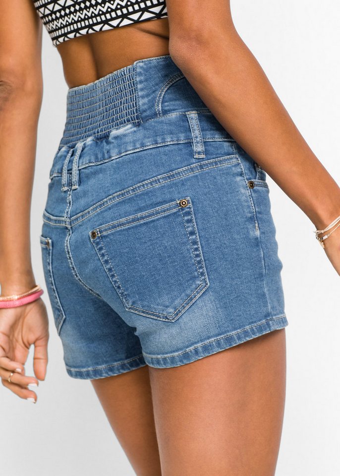 bonprix Shorts aus Baumwolle, Polyester und Elasthan, mit High Waist – Bild 4 von 5