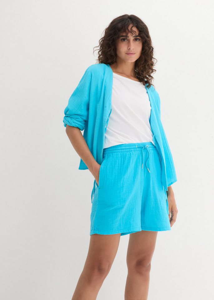 bonprix Shorts aus Baumwolle, mit elastischem Bund und Kordelzug, lockere Passform – Bild 4 von 5